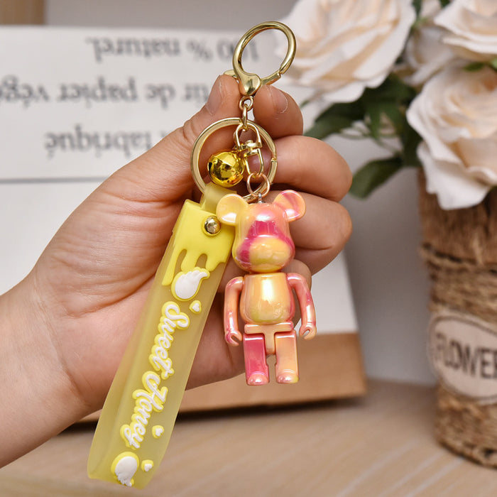 Wholesale Acrylic Colorful Bear Keychain Pendant Cartoon Couple Doll Backpack Car Keychain Small Gift