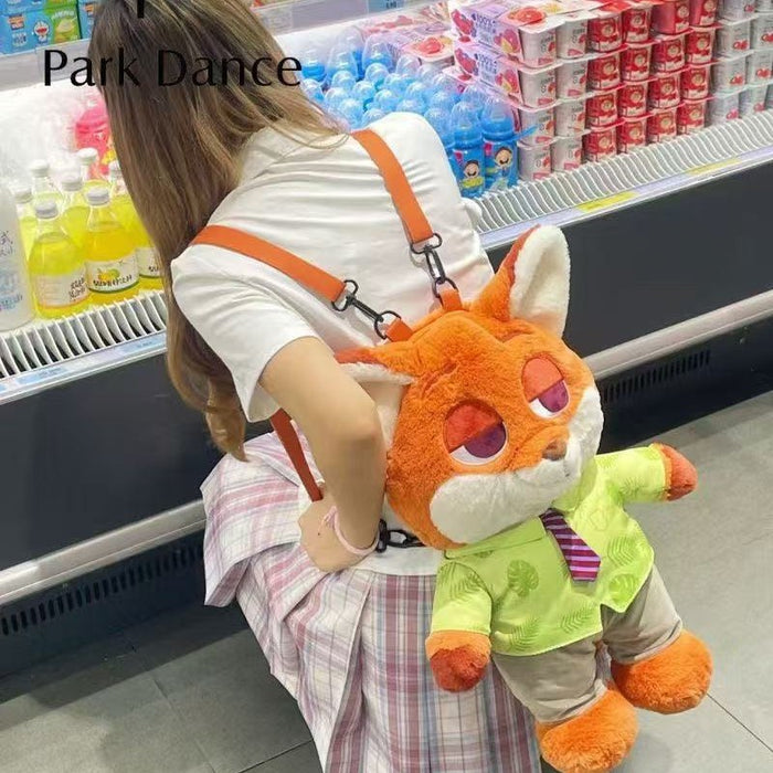 Wholesale Cute Cartoon Fox Plush Backpack Bag Large Capacity Student Schoolbag Travel Backpack