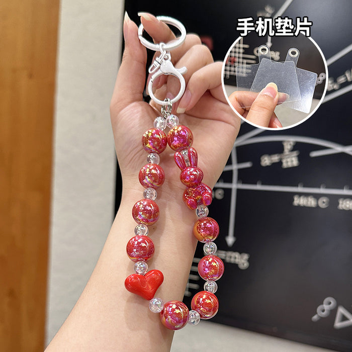 Wholesale Beaded Acrylic Keychain DIY Small Pendant Key Hanging Decoration Car Keychain