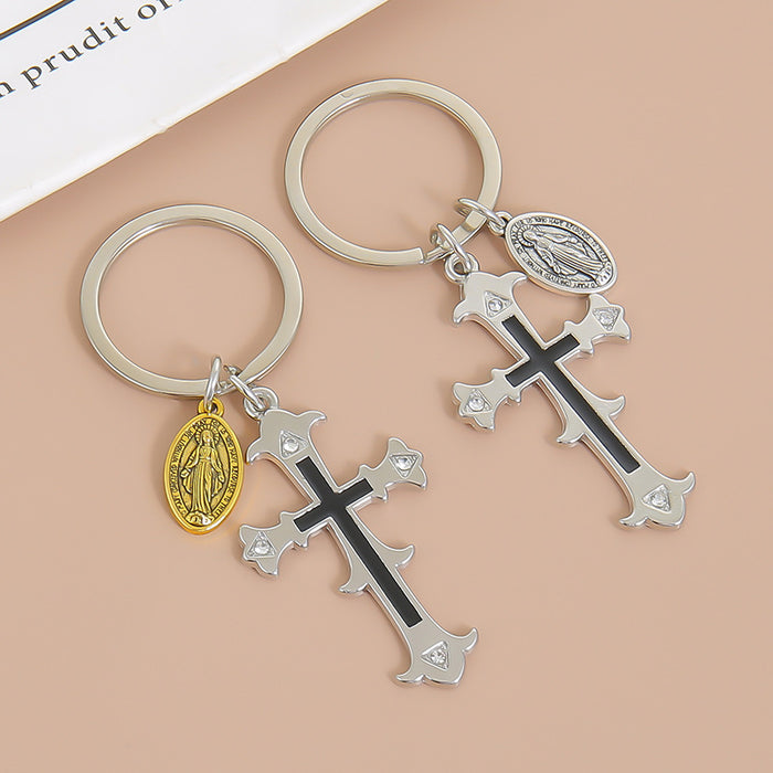 Wholesale Retro Cross Zinc Alloy Keychain Fashion Accessory for Couples Gift MOQ:2