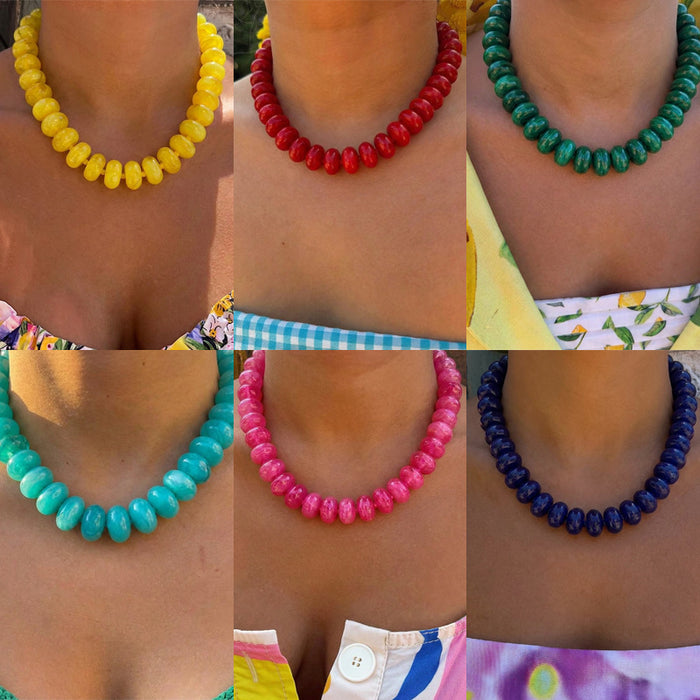 Wholesale Trendy Resin Bead Colorblock Necklace Fashion Jewelry Accessory