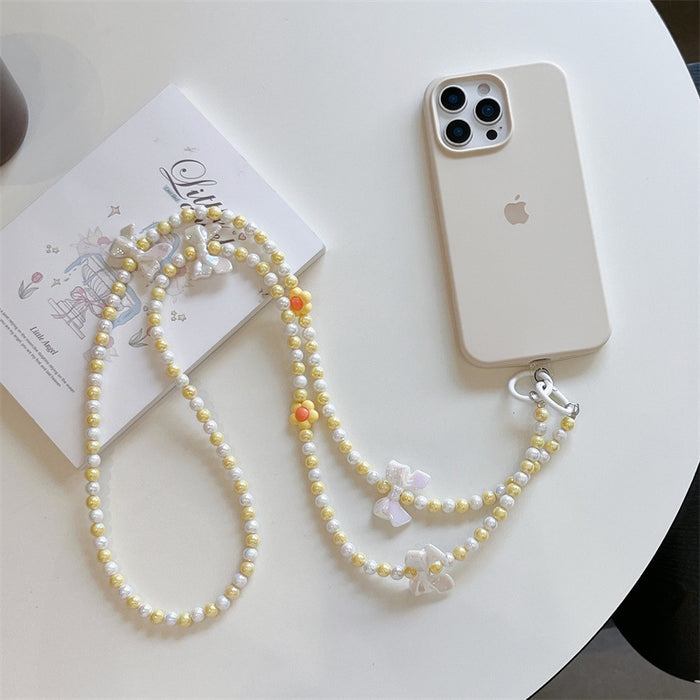 Wholesale Jewelry phone case bracelet long hanging chain high-end bow DIY handmade jewelry pearl women's chain accessories wholesale