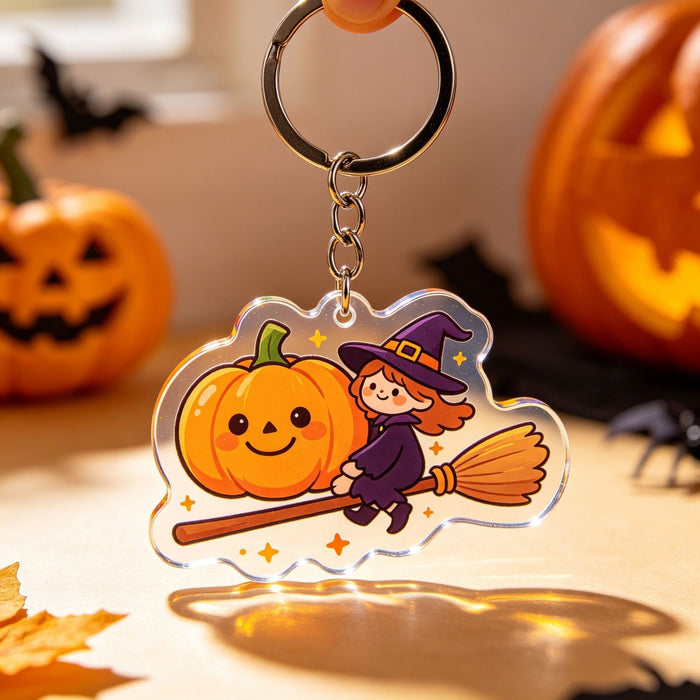 Wholesale  Trendy Acrylic Keychain with Pumpkin Ghost Design MOQ≥2