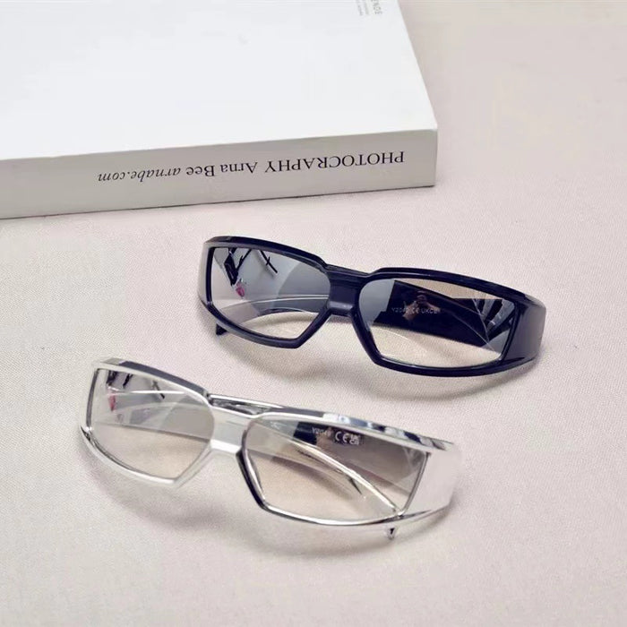 Wholesale cool square reflective silver frame sunglasses