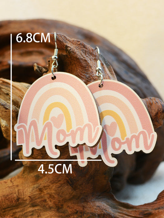 Wholesale Mother's Day Wooden Single Sided Printed Wood Earrings JDC-ES-ChenChen004