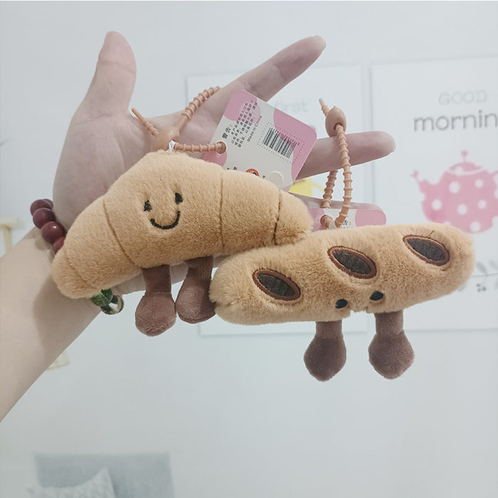 Wholesale Cartoon Baguette Croissant Plush Doll Pendant Doll Bread Keychain School Bag Pendant
