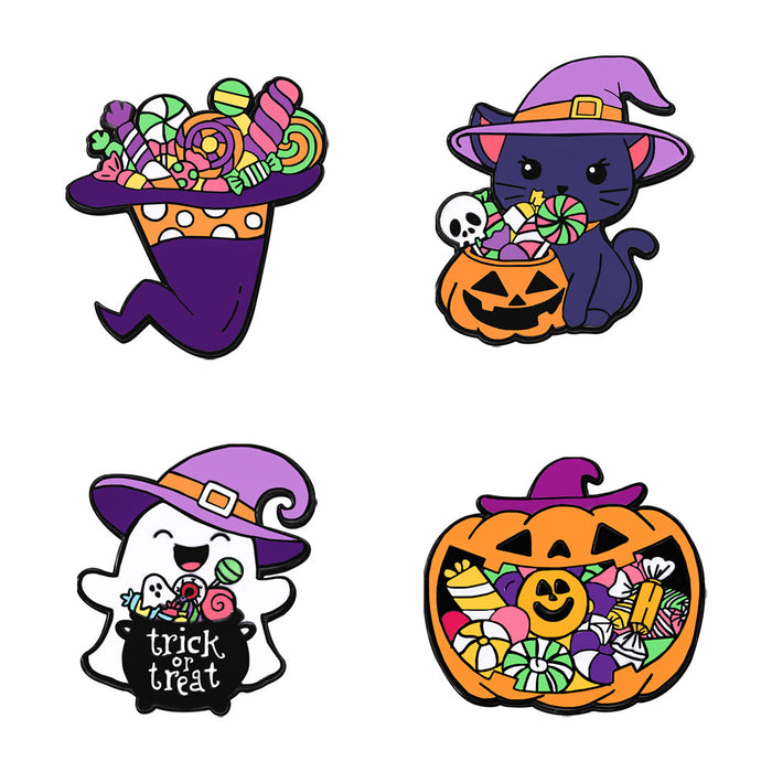 Wholesale  metal badge cute cartoon funny ghost horror pumpkin head brooch pin