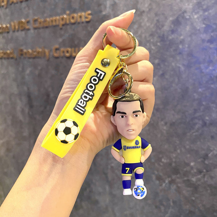 Wholesale Metal Soccer Star Cartoon Keychain Decorative Car Key Accessory MOQ≥2
