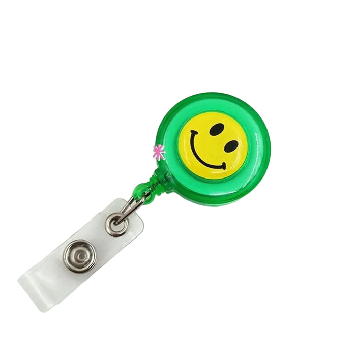 Wholesale Smiley face pull buckle retractable buckle Badge Reels Keychains