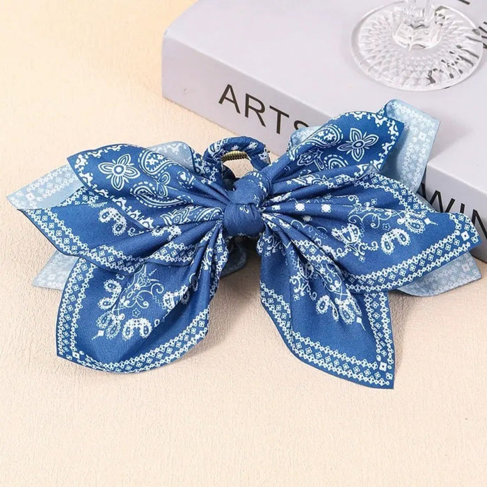 Wholesale Double sided cashew flower grab clip bow shark clip hair accessory