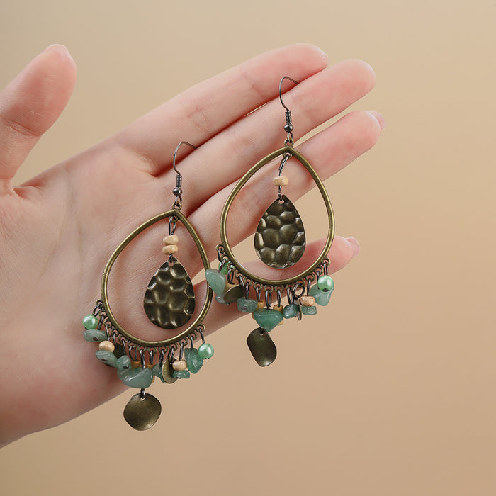 Wholesale Retro Bohemian Long Tassel Drop Earrings Heavy Industry Creative Ethnic Style Diamond-Encrusted High-End Earrings