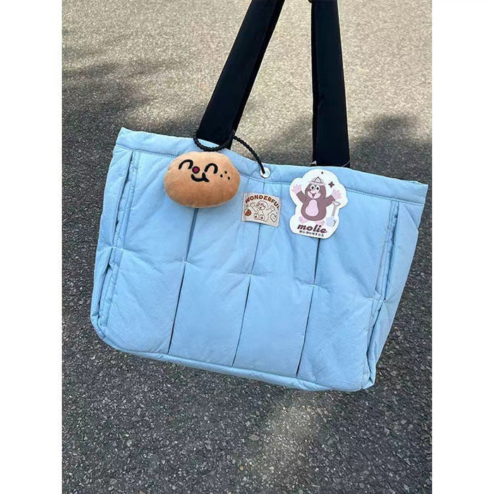 Wholesale New lightweight cotton padded soft and comfortable tote bag with foldable folds for class, large capacity single shoulder handbag