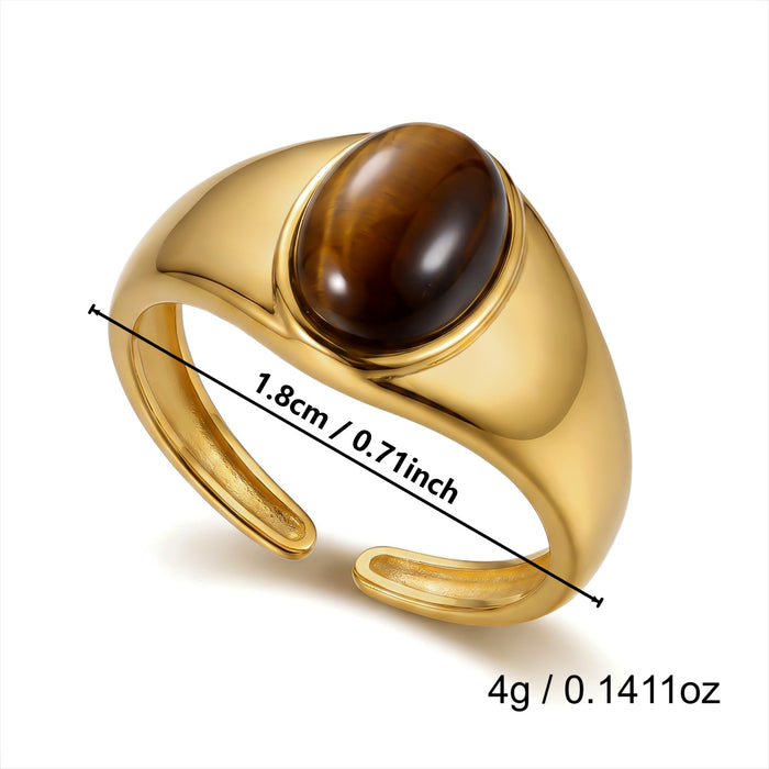 Wholesale Gold Plated Tiger Eye Stone Ring with Vintage Texture and Layered Beads