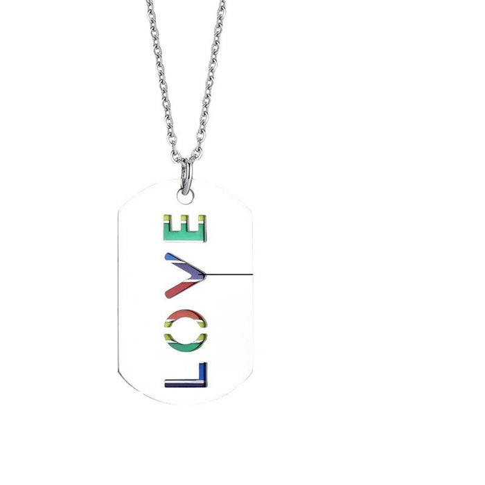 Wholesale jewelry Rainbow Necklace Double Layer Color Stainless Steel