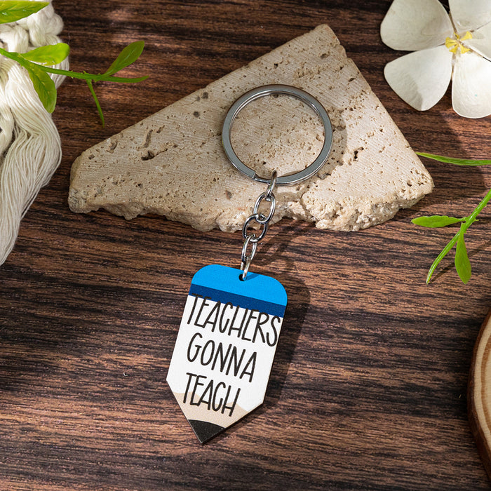 Wholesale Campus-themed wooden pencil pendant cute keychain