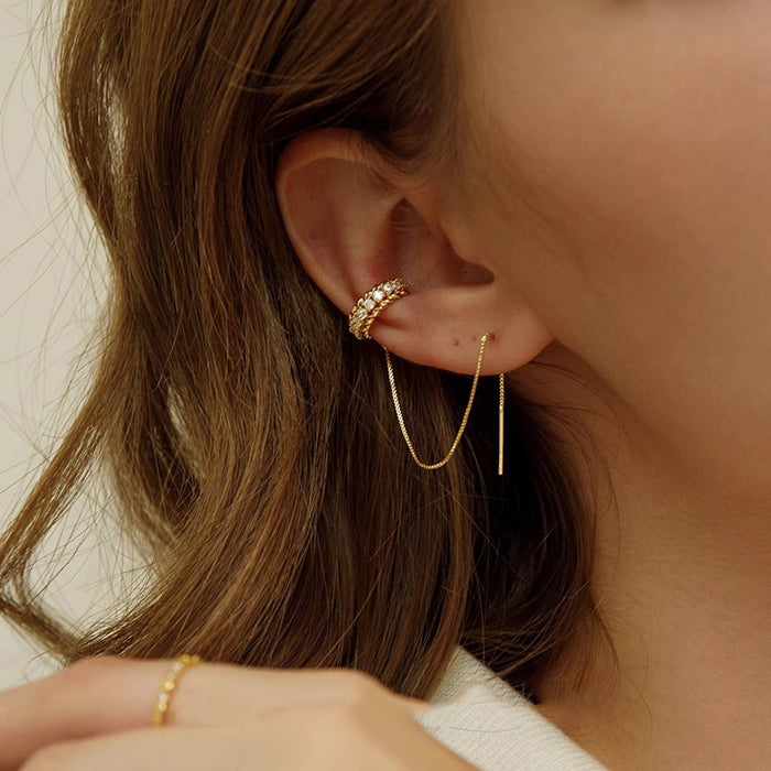 Wholesale Elegant and high-end tassel earrings, ear clips, niche and versatile