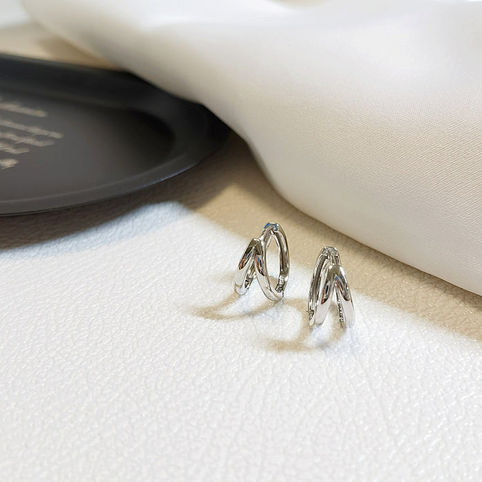 Wholesale High end, simple and fashionable earrings with a geometric ear clasp, personalized and cool style, double layered circle