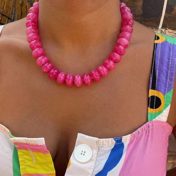 Wholesale Trendy Resin Bead Colorblock Necklace Fashion Jewelry Accessory