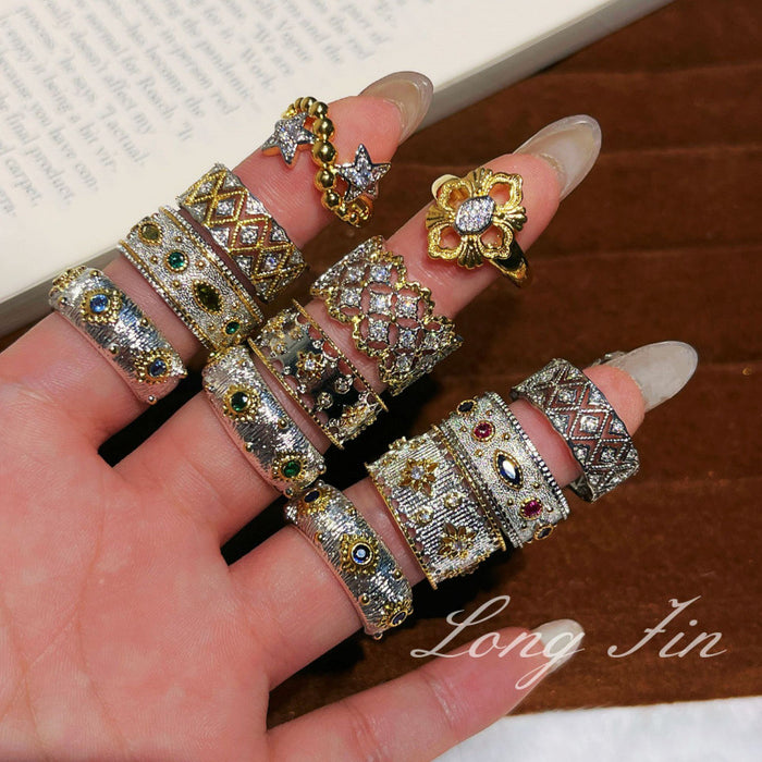 Wholesale Cross Flower Ring Diamond Four-Leaf Clover Ring
