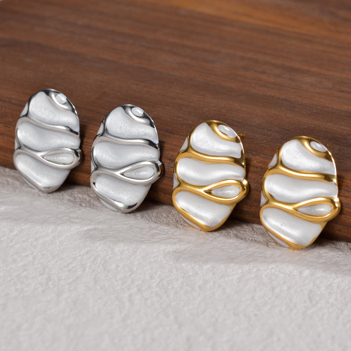 Wholesale Small niche design, high-end accessories, irregular striped texture earrings, elegant and luxurious stainless steel earrings