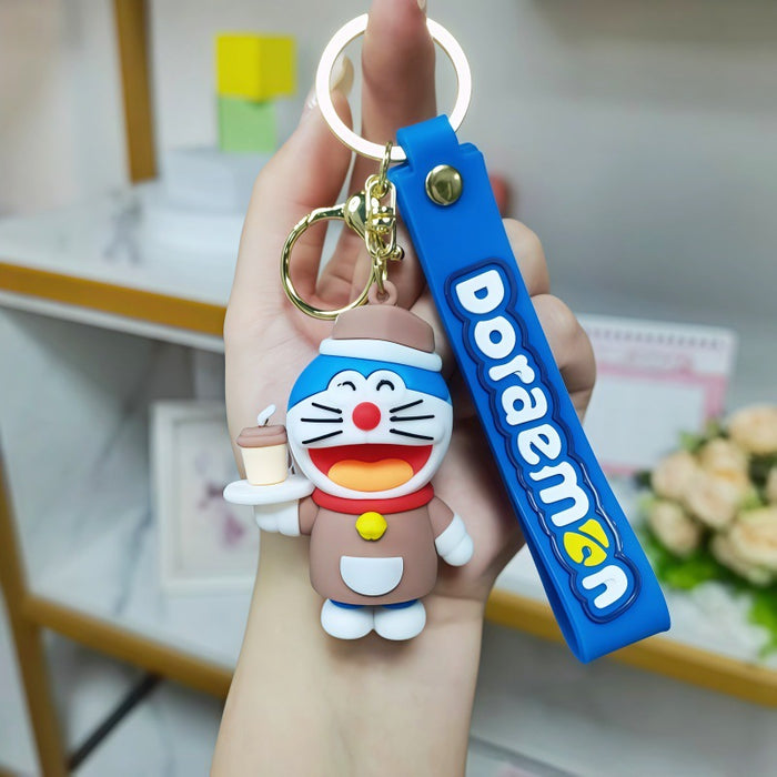 Wholesale Silicone Cartoon Cat Keychain Metal Keyring Pendant Gift Boutique MOQ≥5
