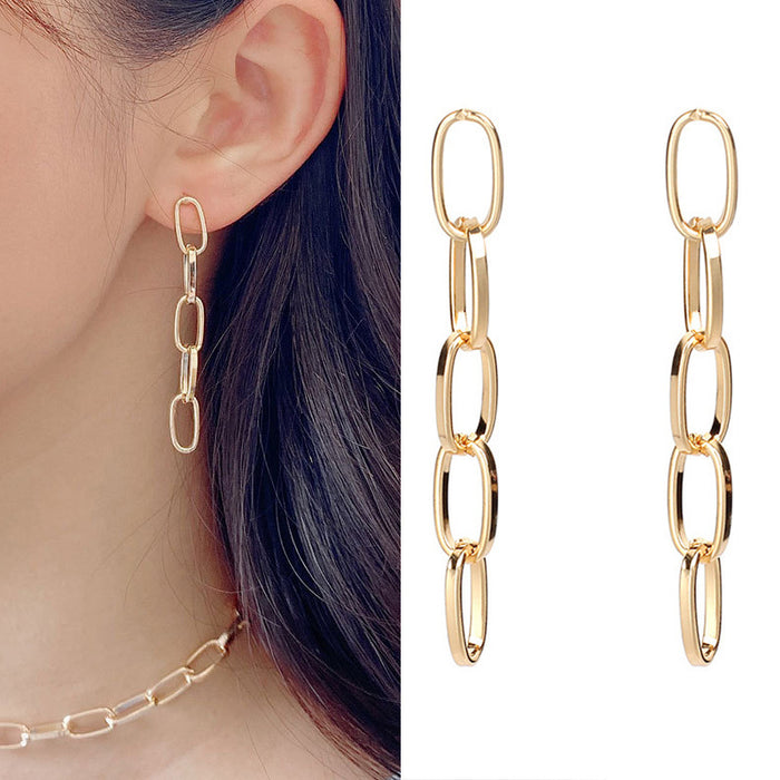 Wholesale Fashion earrings, simple and personalized metal chain earrings, earrings, niche geometric earrings wholesale