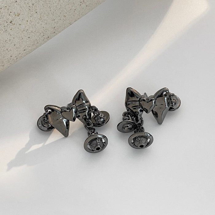 Wholesale Fashionable design earrings, personalized bow, metal, exaggerated personality