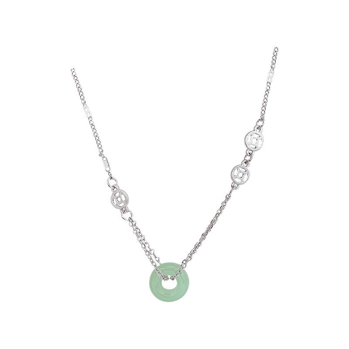 Wholesale Ping An buckle necklace, niche retro ink style bead necklace, high-end and versatile collarbone chain