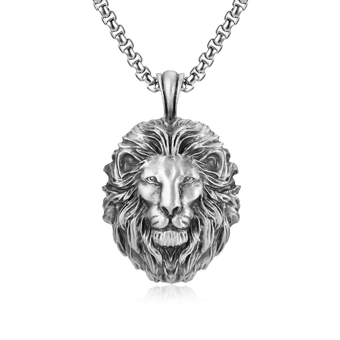 Wholesale Stainless Steel Lion Head Pendant Men's Necklace JDC-NE-TuoPu006