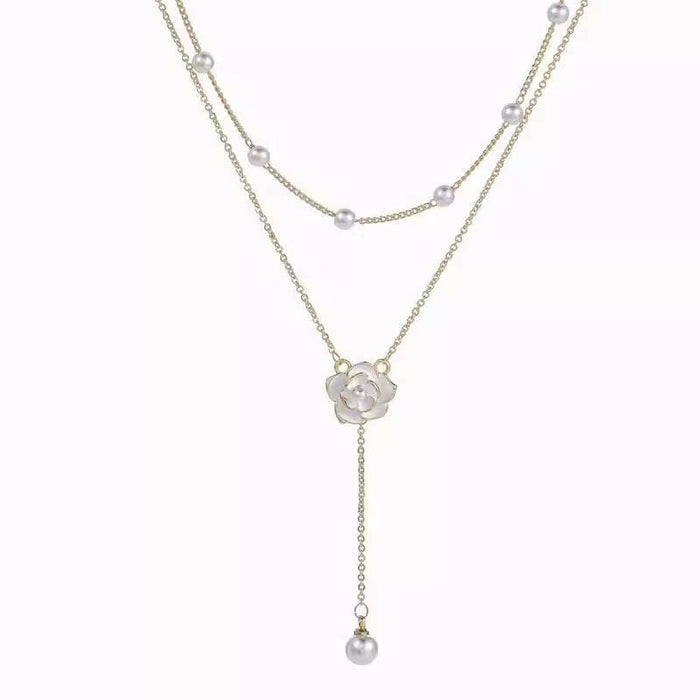 Wholesale Double-Layer Tassel Pearl Necklace Women