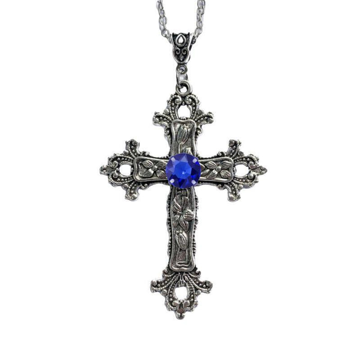 Wholesale Creative Flower Pattern Cross Diamond Necklace