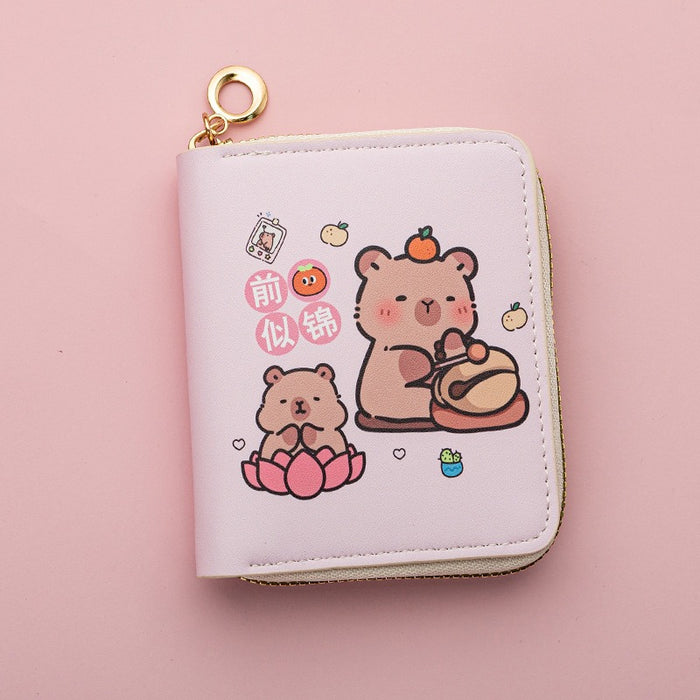 Wholesale Cute Cartoon Short PU Capi Bara Children Student Simple Coin Purse Card Holder Wallet JDC-WT-QT003