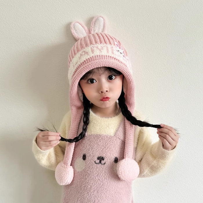 Wholesale Cute Girls Thickened Warm Children's Hat Autumn and Winter Cartoon Boy's Wool Hat Baby Ear Protection Hat