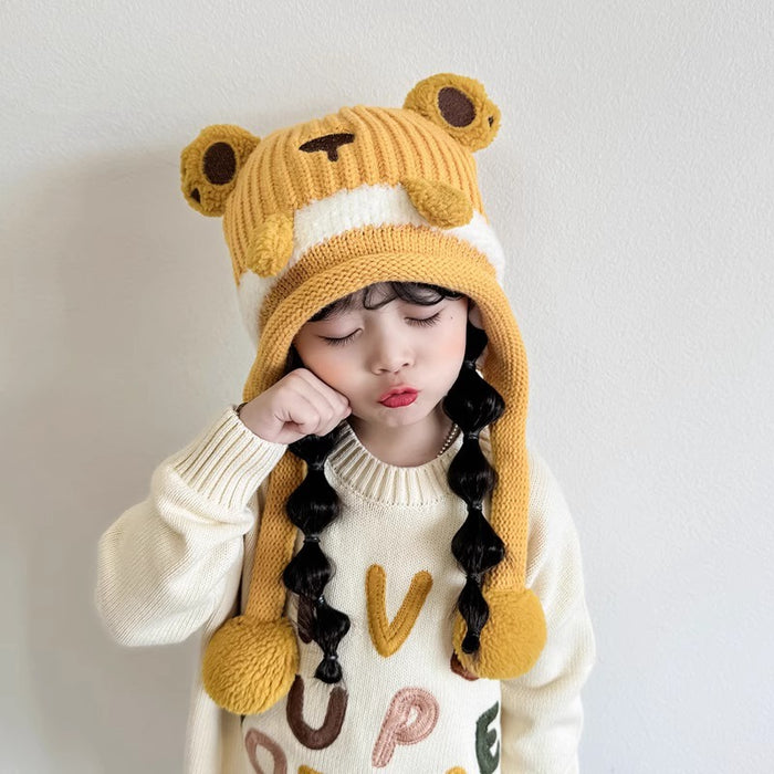 Wholesale Cute Girls Thickened Warm Children's Hat Autumn and Winter Cartoon Boy's Wool Hat Baby Ear Protection Hat