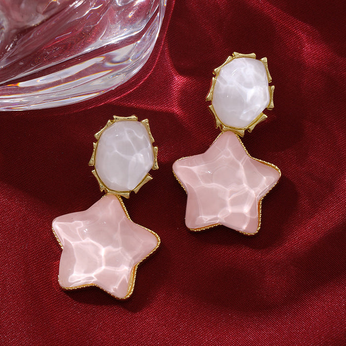 Wholesale Blue contrasting water ripple retro five-pointed star unique personality