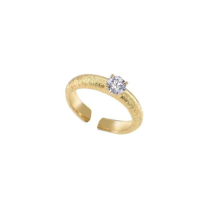 Wholesale Light luxury metal brushed diamond inlaid ring, niche and high-end open mouth ring