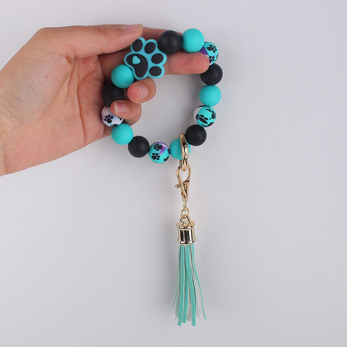 Wholesale Silicone Dog Paw Print Keychain Bracelet Bracelet Wallet Keychain Pendant