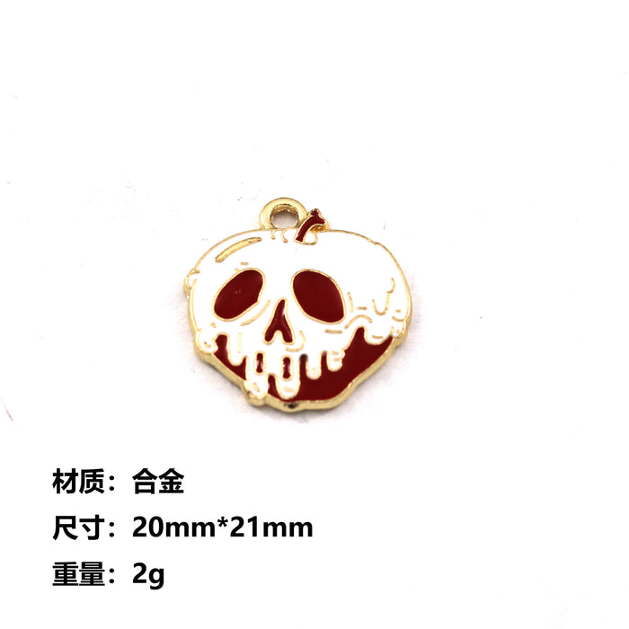 Wholesale 10pcs  Funny Skull Pumpkin Cartoon Accessories Alloy Oil Dropping Pendant Earrings Keychain