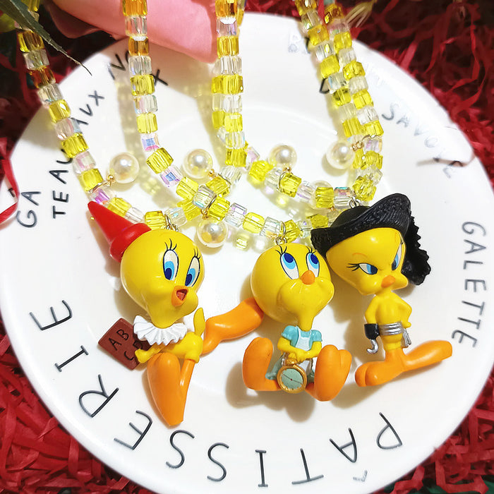 Wholesale Biling Shiny Crystal Necklace Cute Resin Cartoon Short Necklace Women' s Children' s Jewelry