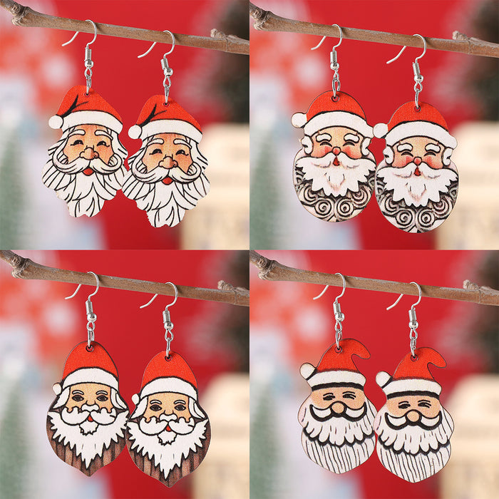 Wholesale Christmas  Pendant Earrings Wooden Double-Sided Earrings