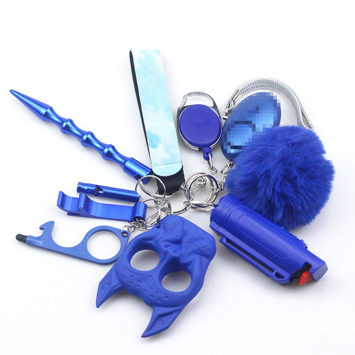 Wholesale Plastic Hair Ball Multifunctional 10-piece Keychain JDC-KC-TouMS062