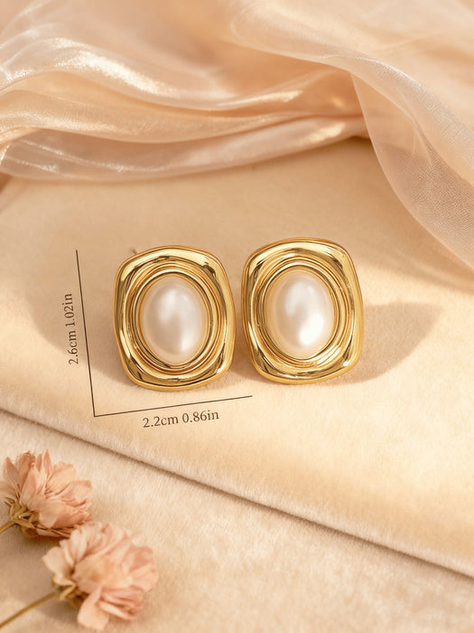 Wholesale Stainless Steel Geometric Oval Golden Earrings for Women
