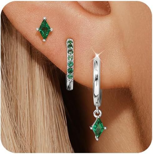 Wholesale Fashionable zircon inlaid earrings, light luxury, simple octagonal star geometric diamond inlaid pendant earrings, versatile
