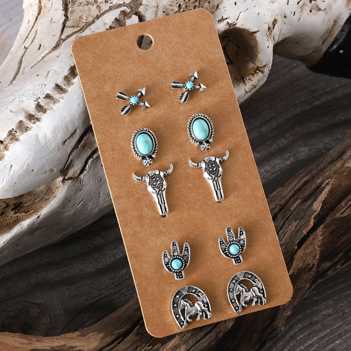 Wholesale  cute sweet turquoise earrings suit