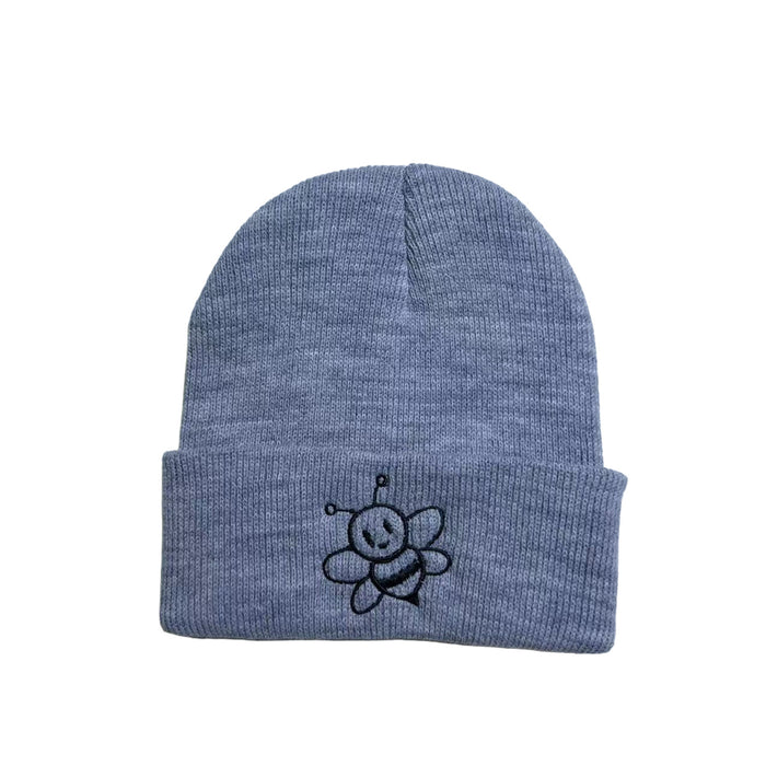 Wholesale Children' s embroidered bee knitted acrylic wool hat cute all-match warm earmuffs