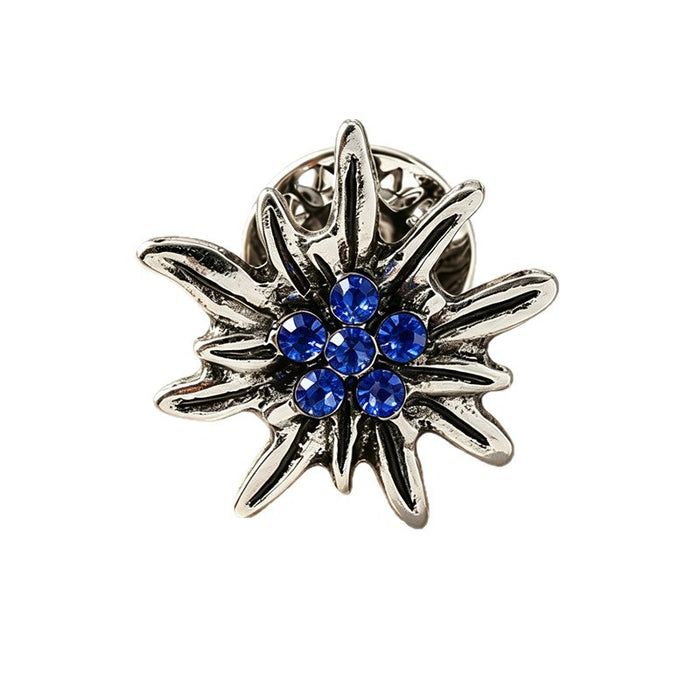 Wholesale Trendy Retro Edelweiss Brooch Rhinestone Flower Pin Alloy Bag Charm DIY Accessory