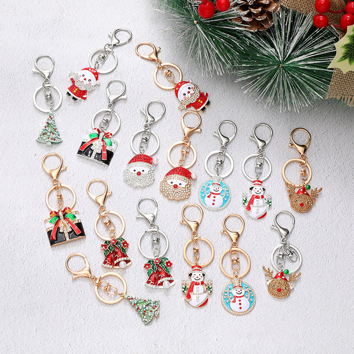 Wholesale Electroplated Metal Christmas Keychain – Gold  Pendant Gift Bag Charm