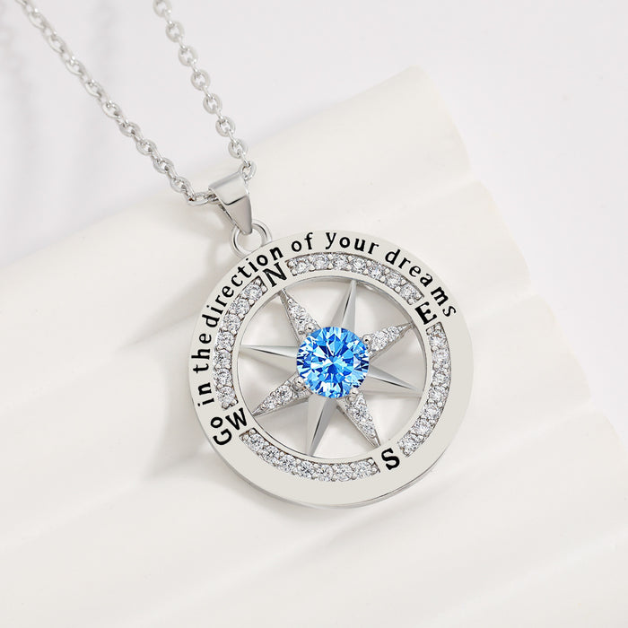 Wholesale Compass English pendant, niche octagonal star compass necklace