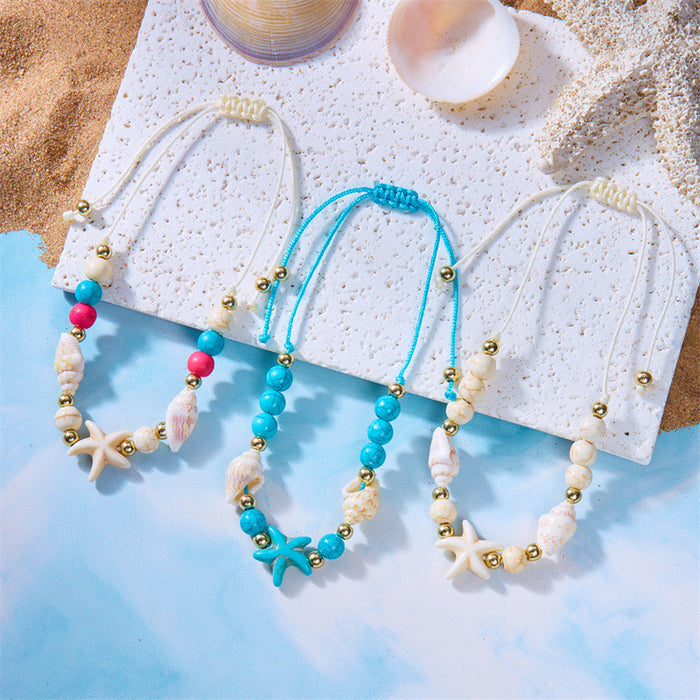 Wholesale Bohemian Sea Star Shell Beaded Bracelet Summer Beach Vacation Jewelry Accessory