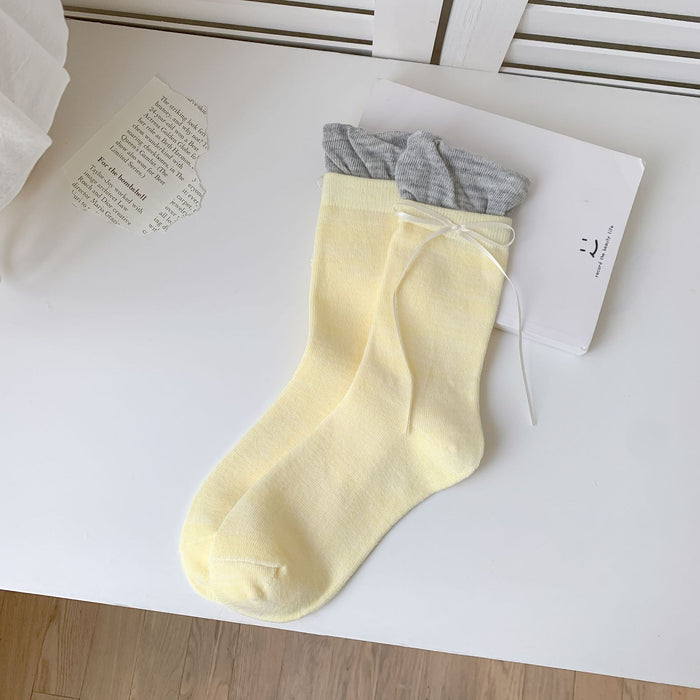 Wholesale Sweet ballet style bow socks with versatile design and stacking